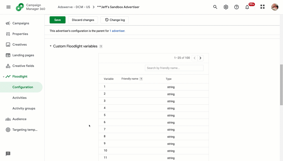 Creating a Custom Floodlight Variable (CFV) in your CM360 Advertiser's Floodlight Configuration.