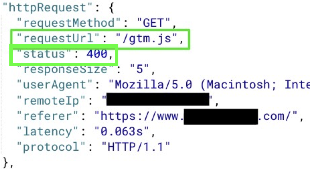 Logs for Server. Validate the query parameters are being removed.