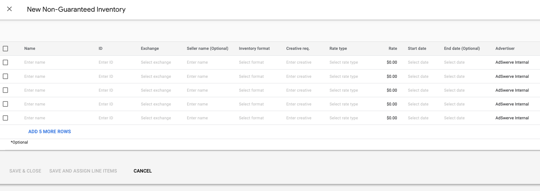 Examples of deals in DV360 dashboard