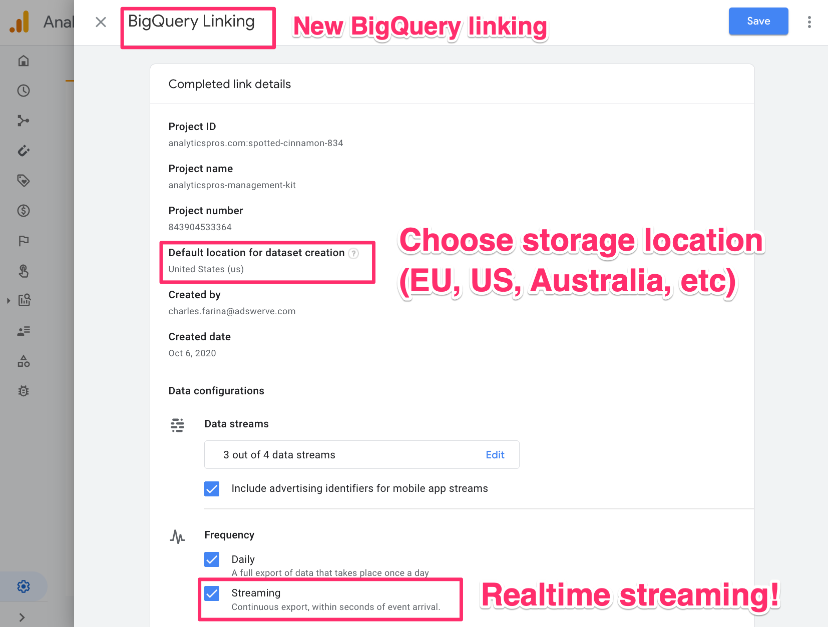 BigQuery Linking - GA4