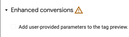 Enhanced conversions add user provided parameters