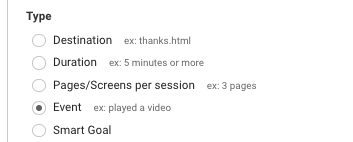 Selecting an Event as a conversion goal in GA4