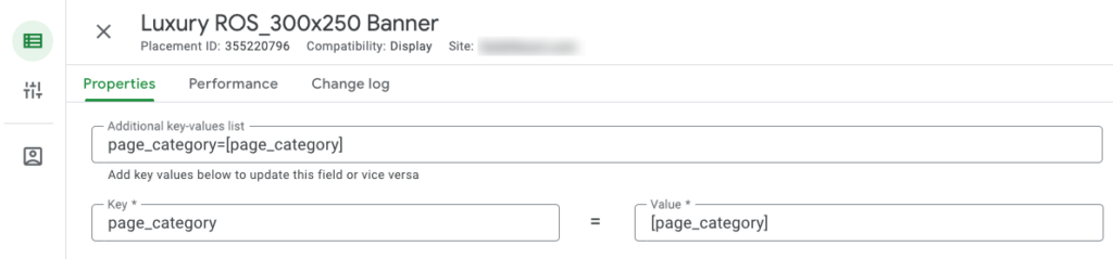 Screenshot of CM360 showing example of what it will look like after you enter the key-value pair.