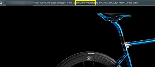 CM360 example, showing location of added key-value pair in URL from successfully implemented placement tags.