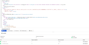 Query executed using EXECUTE IMMEDIATE scripting function