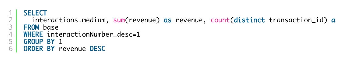 Code example of base query